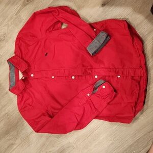 H&M boys red button down dress shirt size 11-12years